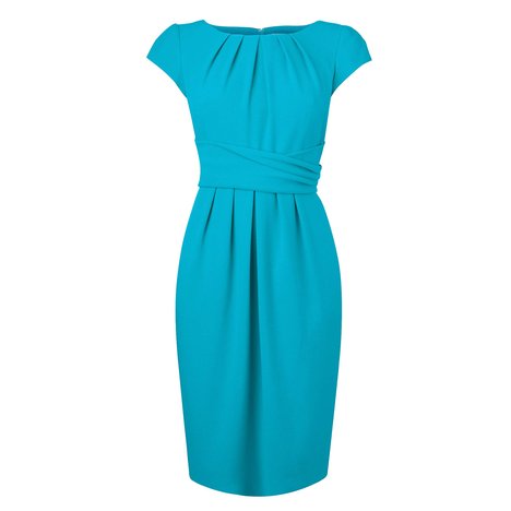 Dilys Tailored Pleat Dress Colour Turquoise