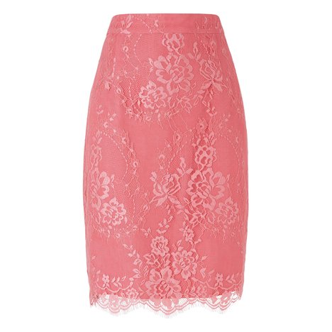 Essie Lace Pencil Skirt Colour Peony