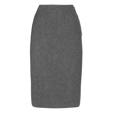 L.K. Bennett Freida Wool Twill Pencil Skirt Colour Pewter