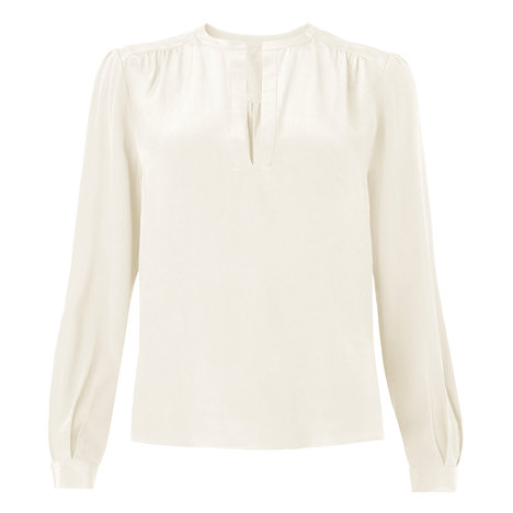Gray Silk Long Sleeve Blouse Colour Champagne
