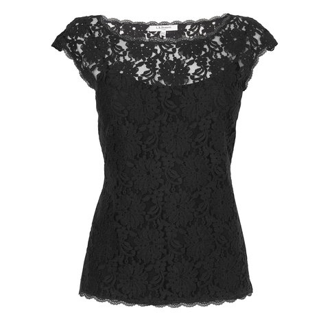 Isabela Lace Cap Sleeve T-Shirt Colour Black