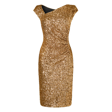 L.K. Bennett Jazz Sequin Evening Dress Colour Dark Gold