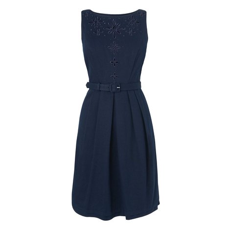 Livia Embroidery Anglaise Dress Colour Navy