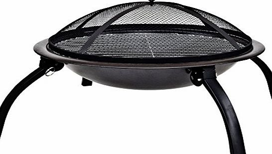 La Hacienda 58106 Camping Firebowl with Grill/ Folding Legs and Carry Bag - Black