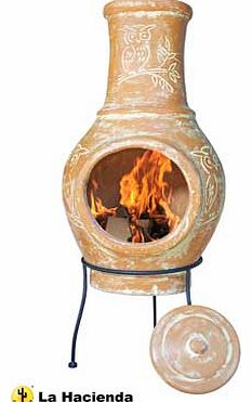Clay Chiminea with Owl Design