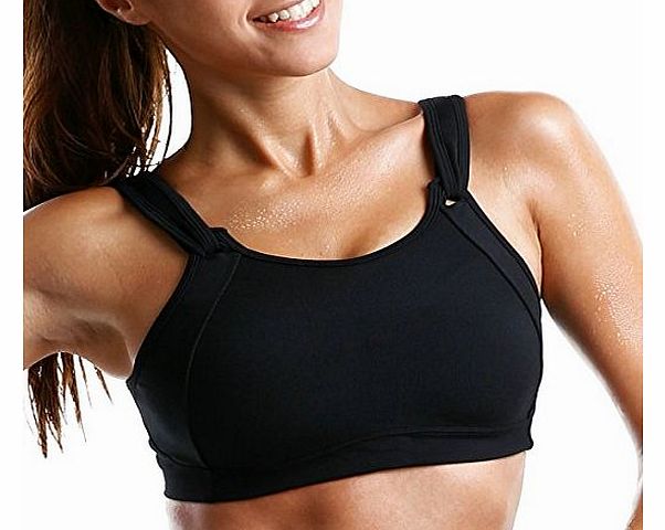 La Isla Womens High Impact Wire Free Non Padded Powerful Seam Free Sports Bra Black 44DD