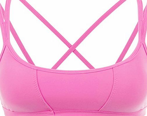 La Isla Womens Padded Wirefree Cool-Look Criss Cross Back Yoga Sports Bra Hot Pink S
