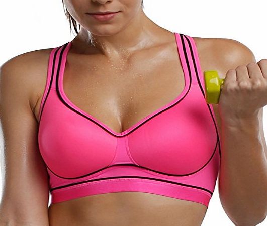 La Isla Womens Racerback Full Coverage Wirefree Comfort Sports Bra Hot Pink 34 B
