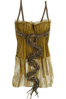 Silk tulle corset with leather straps