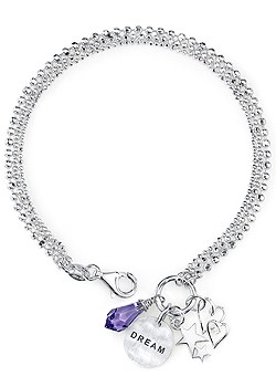 LA Rocks Silver `Dream` Charm Bracelet