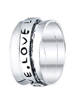 LA Rocks Silver `Love` Band Ring
