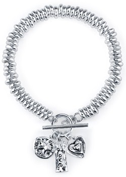 LA Rocks Silver `Lucky Star` Bracelet