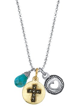 LA Rocks Silver Turquoise Cross Charm Pendant