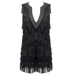 La Rok LaRok Leather Harmony Fringe Mini Dress
