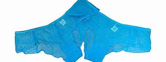 La Senza 2 Pack of La Senza Ladies Lace Knickers Pants Briefs Pink Blue 4 Sizes (XS 6-8 uk 34-36 eu)