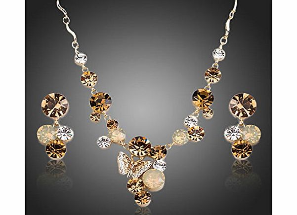 La Vivacita 18ct Gold finish Designers Sparkle Butterfly jewellery set Amber Swarovski Crystals quality gift for women
