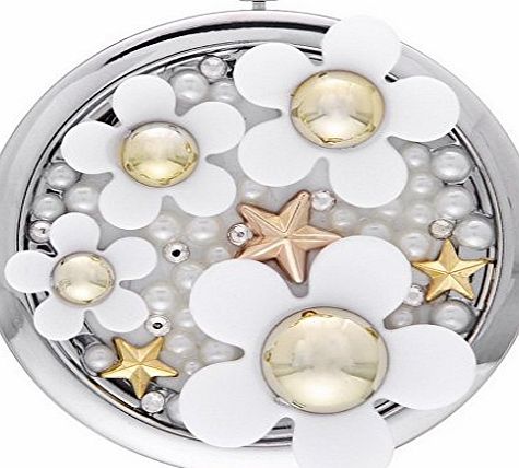 La Vouge La Vogue Perfume Daisy Pattern Women Portable Makeup Compact Mirror Purse Handbag Mirror(7*7cm)