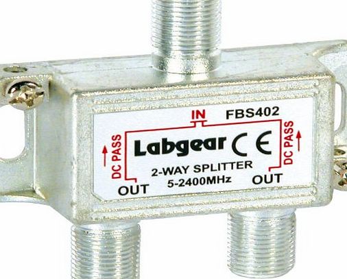 Labgear 2 Way Indoor TV Aerial Splitter, Free F Plugs
