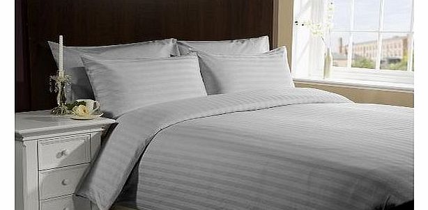 Lacasa Bedding 300 TC Egyptian cotton Sheet Set Italian Finish Stripe ( Small Double , Silver Grey )