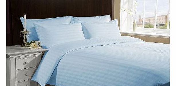 Lacasa Bedding 400 TC Egyptian cotton Flat Sheet Italian Finish Stripe (UK Double , Sky BLue )