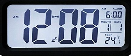 Lacasa Bedding 5.3`` Smart, Simple and Silent LED Alarm Clock w/ Date Display, Repeating Snooze and Sensor Light   Night Light (Black, White night light) 0680WK9F