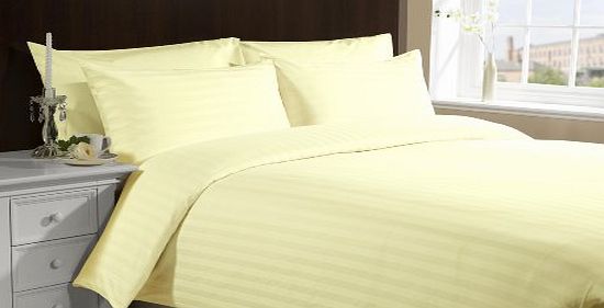 Lacasa Bedding 500 TC Egyptian cotton Duvet Cover Italian Finish Stripe ( Small Double , Yellow )