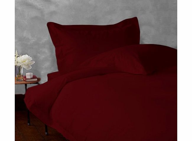 Lacasa Bedding 500 TC Egyptian cotton Fitted Sheet with 2 Pillowcases Italian Finish Solid ( UK Super King , Burgundy )