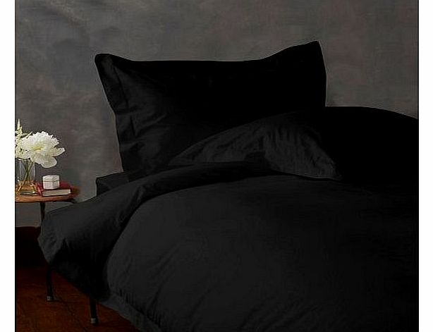 Lacasa Bedding 600 TC Egyptian cotton Duvet Set Italian Finish Solid (UK Double , Black )