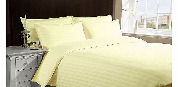 Lacasa Bedding 800 TC Egyptian cotton Duvet Set Italian Finish Stripe (UK Double , Yellow )
