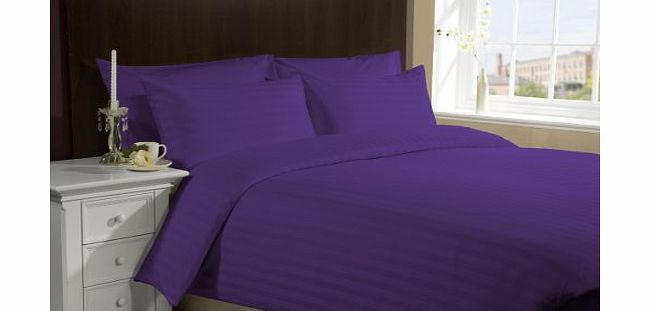 Lacasa Bedding Extra Sumptuous Italian Finish 300 TC Pima cotton 46cm Deep pocket Fitted Sheet Striped By Lacasa Bedding ( Single Long , Purple )