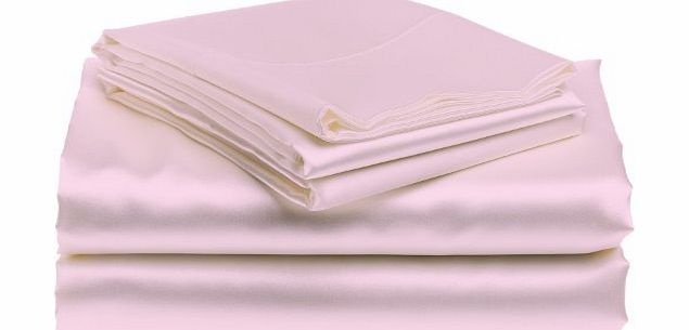 Extra sumptuous Italian Finish Satin Silk Fitted Sheet by Lacasa Bedding ( Small Double , Ivory )