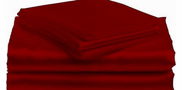 Satin Fitted Sheet Italian Finish Solid ( Euro King IKEA , Red )