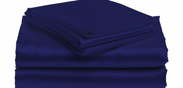 Satin Flat Sheet Italian Finish Solid ( Euro Double IKEA , Blue )
