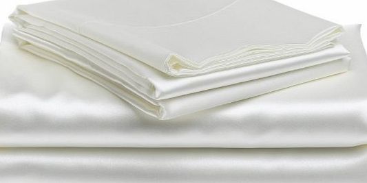 Lacasa Bedding Satin Flat Sheet Italian Finish Solid ( Small Double , White )