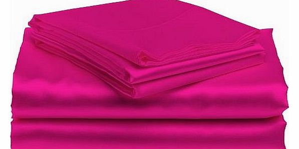 Lacasa Bedding Satin Flat Sheet Italian Finish Solid (Uk Small Single Long , Hot Pink )