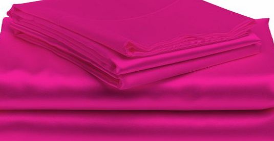 Satin Sheet set Italian Finish Solid ( Small Double , Hot Pink )