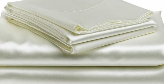 Lacasa Bedding Satin Sheet set Italian Finish Solid (UK Double , Ivory )