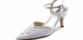 Lace Kitten Heel Closed Toe Slingbacks Pumps