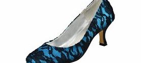 Lace Spool Heel Closed Toe Pumps Womens Shoes