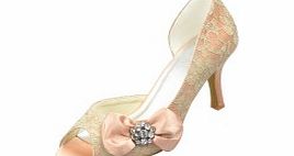 Lace Stiletto Heel Pumps Womens Shoes Champagne