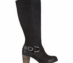 Wanda black leather buckled boots