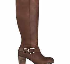 Wanda brown leather buckled boots