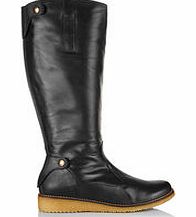 Whinny black leather wedge boots
