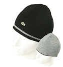 Lacoste Black / Grey Reversible Beanie Hat