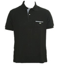 Lacoste Black Pique Polo Shirt with Check Panels