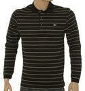 Lacoste Black- White & Beige Long Sleeve Cotton Polo Shirt