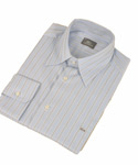 Lacoste Blue & Grey Stripe Long Sleeve Cotton Shirt - Silver Croc
