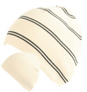 Lacoste Cream Stripe Reversible Beanie Hat