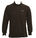 Lacoste Dark Brown Long Sleeve Pique Polo Shirt (Tag 8)