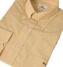 Lacoste Deep Yellow Small Check Long Sleeve Cotton Shirt (Slim Fit)